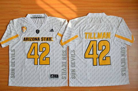 Men's Arizona State Sun Devils #42 Pat Tillman White Desert Ice 2015 College Football Jersey