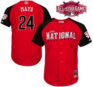 National League San Francisco Giants #24 Willie Mays Red 2015 All-Star Game Player Jersey