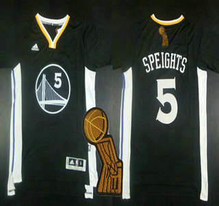 Golden State Warriors #5 Marreese Speights Revolution 30 Swingman 2014 New Black Short-Sleeved Jersey With 2015 Finals Champions Patch