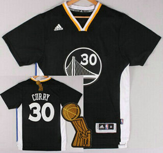 Golden State Warriors #30 Stephen Curry Revolution 30 Swingman 2014 New Black Short-Sleeved Jersey With 2015 Finals Champions Patch