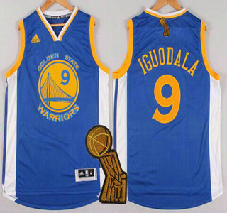 Golden State Warriors #9 Andre Iguodala Revolution 30 Swingman 2014 New Blue Jersey With 2015 Finals Champions Patch