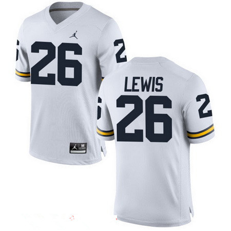 Men's Michigan Wolverines #26 Jourdan Lewis White Stitched College Football Brand Jordan NCAA Jersey