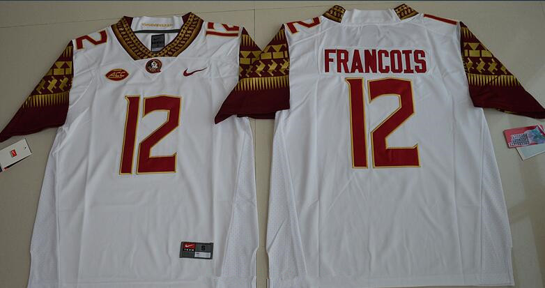 Men's Florida State Seminoles #12 Deondre Francois White Stitched College Football 2016 Nike NCAA Jersey