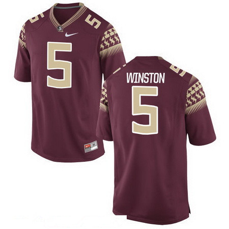 Men's Florida State Seminoles #5 Jameis Winston Red Stitched College Football 2016 Nike NCAA Jersey