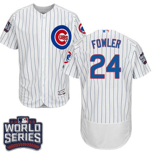 Cubs #24 Dexter Fowler White Flexbase Authentic Collection 2016 World Series Bound Stitched MLB Jersey