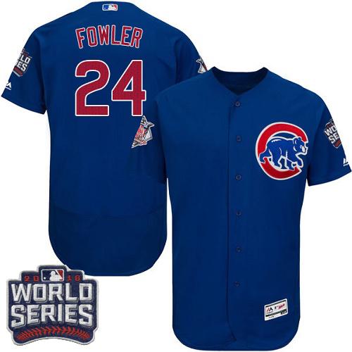 Cubs #24 Dexter Fowler Blue Flexbase Authentic Collection 2016 World Series Bound Stitched MLB Jersey