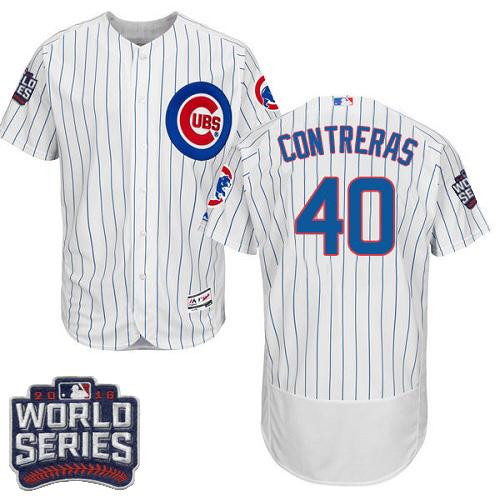 Cubs #40 Willson Contreras White Flexbase Authentic Collection 2016 World Series Bound Stitched MLB Jersey