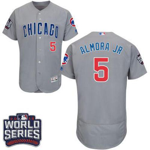 Cubs #5 Albert Almora Jr. Grey Flexbase Authentic Collection Road 2016 World Series Bound Stitched MLB Jersey