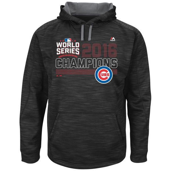 Chicago Cubs Black 2016 World Series Champions Fierce Streak Fleece Men's Pullover Hoodie