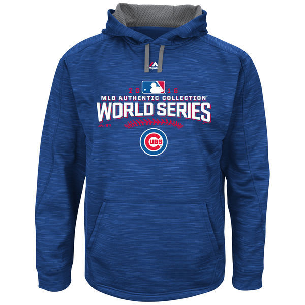 Chicago Cubs Royal 2016 World Series Bound Authentic Collection On Field Participant Streak Fleece Men's Pullover Hoodie