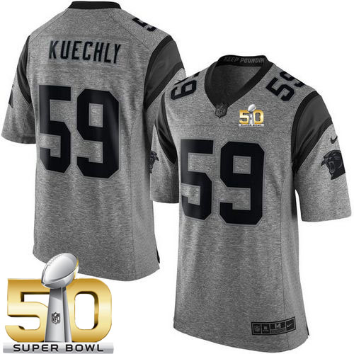 Nike Panthers #59 Luke Kuechly Gray Super Bowl 50 Men's Stitched NFL Limited Gridiron Gray Jersey