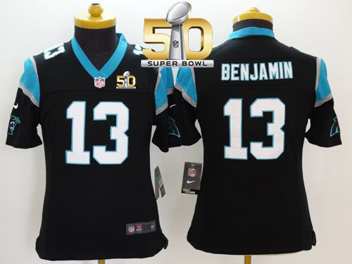 Nike Panthers #13 Kelvin Benjamin Black Team Color Super Bowl 50 Youth Stitched NFL Limited Jersey