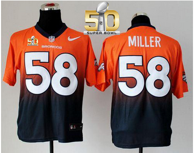 Nike Broncos #58 Von Miller OrangeNavy Blue Super Bowl 50 Men's Stitched NFL Elite Fadeaway Fashion Jersey
