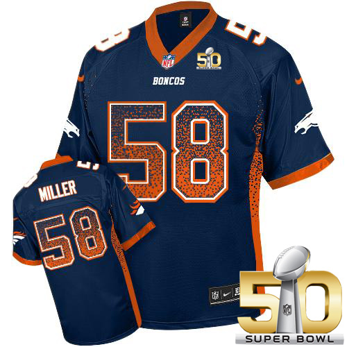 Nike Broncos #58 Von Miller Navy Blue Alternate Super Bowl 50 Men's Stitched NFL Elite Drift Fashion Jersey