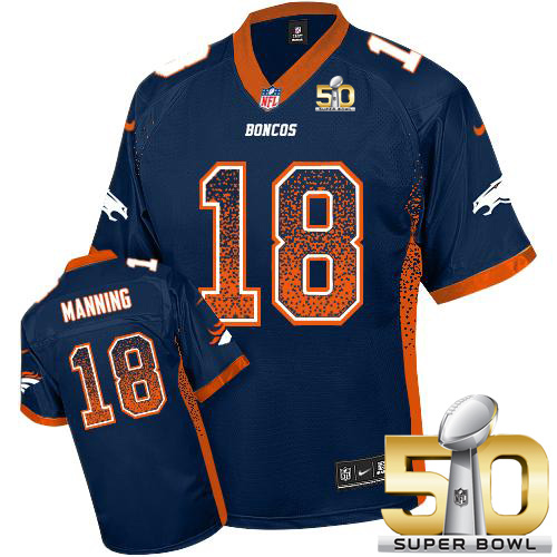 Nike Broncos #18 Peyton Manning Navy Blue Alternate Super Bowl 50 Men's Stitched NFL Elite Drift Fashion Jersey