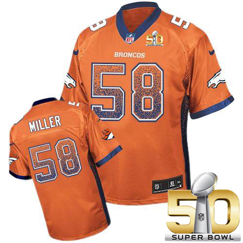 Nike Broncos #58 Von Miller Orange Team Color Super Bowl 50 Men's Stitched NFL Elite Drift Fashion Jersey