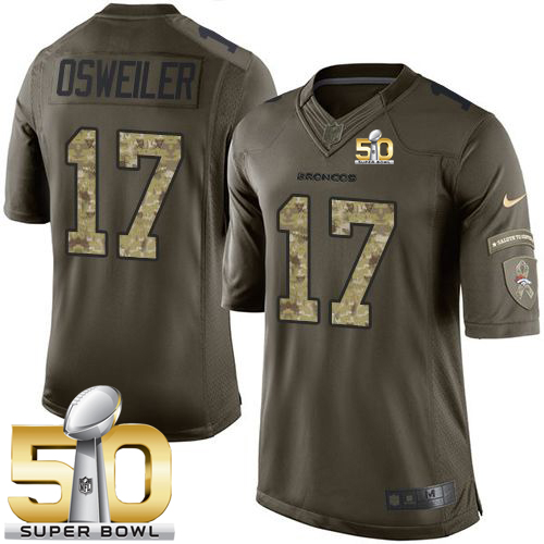 Nike Broncos #17 Brock Osweiler Green Super Bowl 50 Men's Stitched NFL Limited Salute To Service Jersey