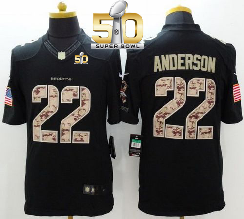 Nike Broncos #22 C.J. Anderson Black Super Bowl 50 Men's Stitched NFL Limited Salute to Service Jersey