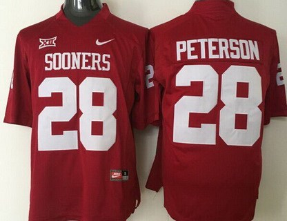 Men's Oklahoma Sooners #28 Adrian Peterson Red College Football Nike Jersey
