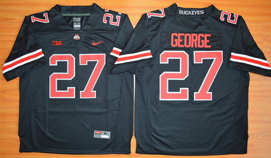 Men's Ohio State Buckeyes #27 Eddie George Black With Red 2015 College Football Nike Limited Jersey