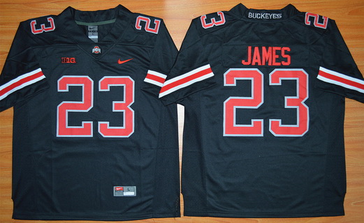 Men's Ohio State Buckeyes #23 Lebron James Black With Red 2015 College Football Nike Limited Jersey