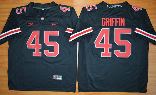Men's Ohio State Buckeyes #45 Archie Griffin Black With Red 2015 College Football Nike Limited Jersey