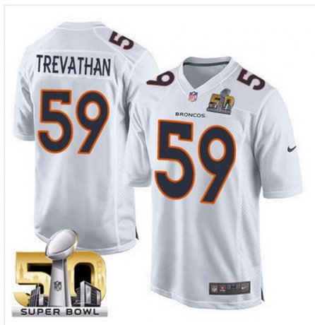 Men's Denver Broncos #59 Danny Trevathan Nike White Super Bowl 50 Game Event Jersey