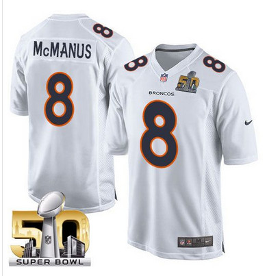 Men's Denver Broncos #8 Brandon McManus Nike White Super Bowl 50 Game Event Jersey