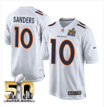 Men's Denver Broncos #10 Emmanuel Sanders Nike White Super Bowl 50 Game Event Jersey