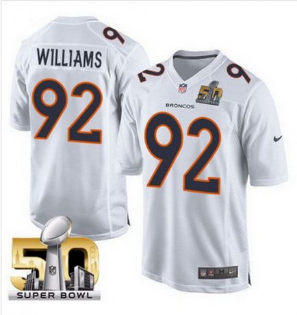 Men's Denver Broncos #92 Sylvester Williams Nike White Super Bowl 50 Game Event Jersey