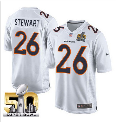 Men's Denver Broncos #26 Darian Stewart Nike White Super Bowl 50 Game Event Jersey
