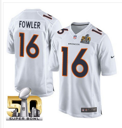 Men's Denver Broncos #16 Bennie Fowler Nike White Super Bowl 50 Game Event Jersey
