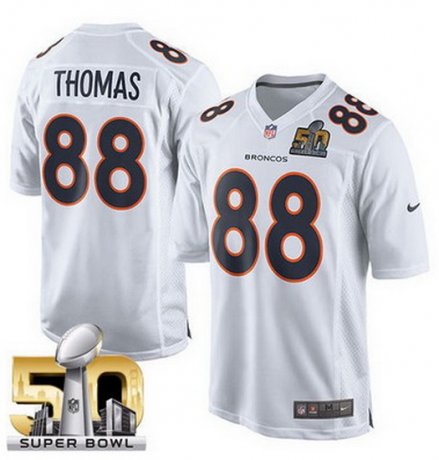 Men's Denver Broncos #88 Demaryius Thomas Nike White Super Bowl 50 Game Event Jersey