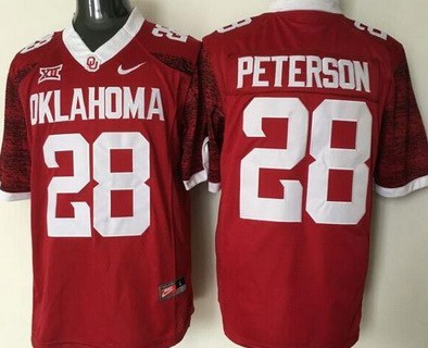 Men's Oklahoma Sooners #28 Adrian Peterson Red 2016 College Football Nike Jersey