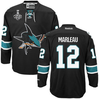 Men's San Jose Sharks #12 Patrick Marleau Black Third 2016 Stanley Cup NHL Finals Patch Jersey