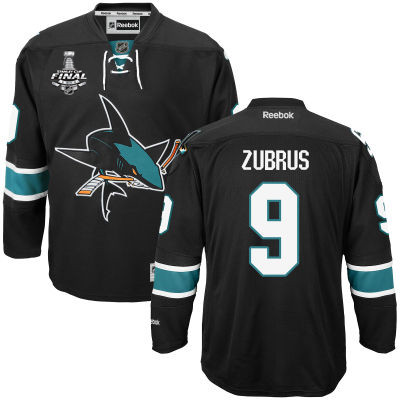 Men's San Jose Sharks #9 Dainius Zubrus Black Third 2016 Stanley Cup NHL Finals Patch Jersey