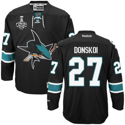 Men's San Jose Sharks #27 Joonas Donskoi Black Third 2016 Stanley Cup NHL Finals Patch Jersey