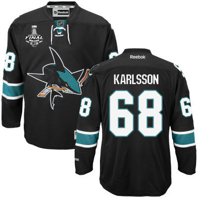 Men's San Jose Sharks #68 Melker Karlsson Black Third 2016 Stanley Cup NHL Finals Patch Jersey