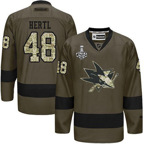 Men's San Jose Sharks #48 Tomas Hertl Reebok Green Camo Player Jersey