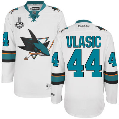 Men's San Jose Sharks #44 Marc-Edouard Vlasic White 2016 Stanley Cup Away NHL Finals Patch Jersey