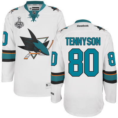 Men's San Jose Sharks #80 Matt Tennyson White 2016 Stanley Cup Away NHL Finals Patch Jersey