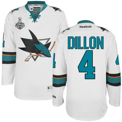 Men's San Jose Sharks #4 Brenden Dillon White 2016 Stanley Cup Away NHL Finals Patch Jersey