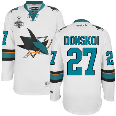 Men's San Jose Sharks #27 Joonas Donskoi White 2016 Stanley Cup Away NHL Finals Patch Jersey