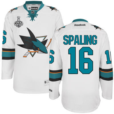 Men's San Jose Sharks #16 Nick Spaling White 2016 Stanley Cup Away NHL Finals Patch Jersey
