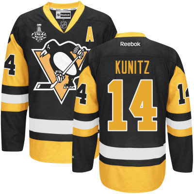 Men's Pittsburgh Penguins #14 Chris Kunitz Black Third 2016 Stanley Cup NHL Finals A Patch Jersey