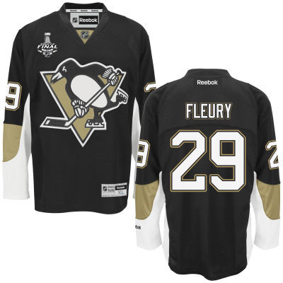 Men's Pittsburgh Penguins #29 Marc-Andre Fleury Black Team Color 2016 Stanley Cup NHL Finals Patch Jersey