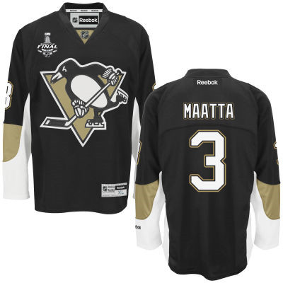 Men's Pittsburgh Penguins #3 Olli Maatta Black Team Color 2016 Stanley Cup NHL Finals Patch Jersey