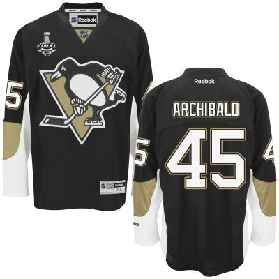 Men's Pittsburgh Penguins #45 Josh Archibald Black Team Color 2016 Stanley Cup NHL Finals Patch Jersey