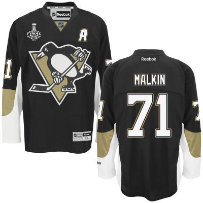 Men's Pittsburgh Penguins #71 Evgeni Malkin Black Team Color 2016 Stanley Cup NHL Finals A Patch Jersey