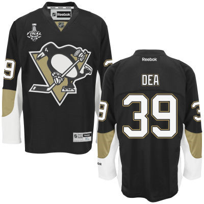 Men's Pittsburgh Penguins #39 Jean-Sebastien Dea Black Team Color 2016 Stanley Cup NHL Finals Patch Jersey
